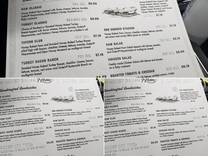 The Honey Baked Ham Company Menu