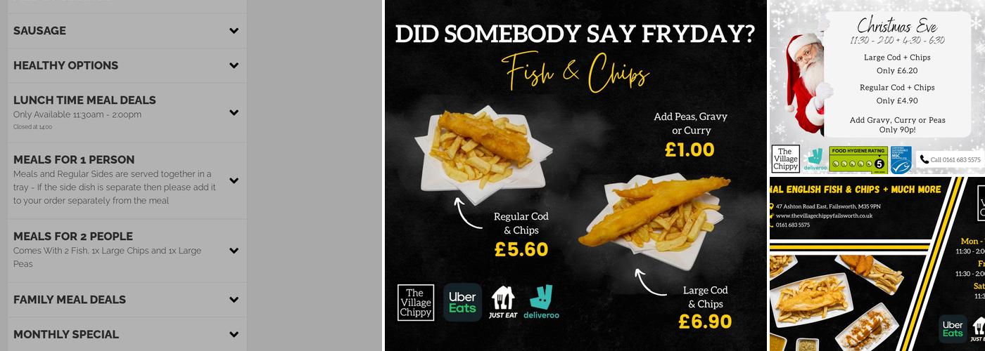 The Village Chippy Menu