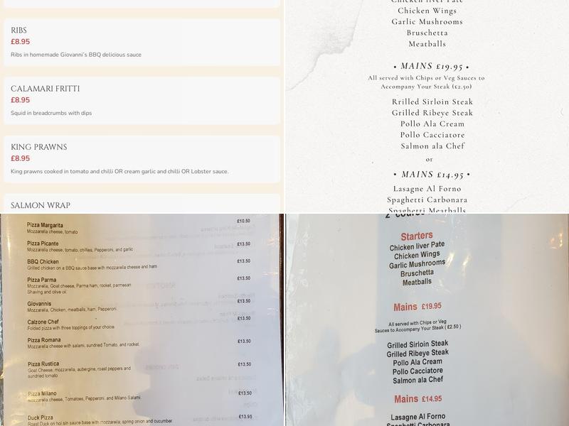 Giovanni's Menu