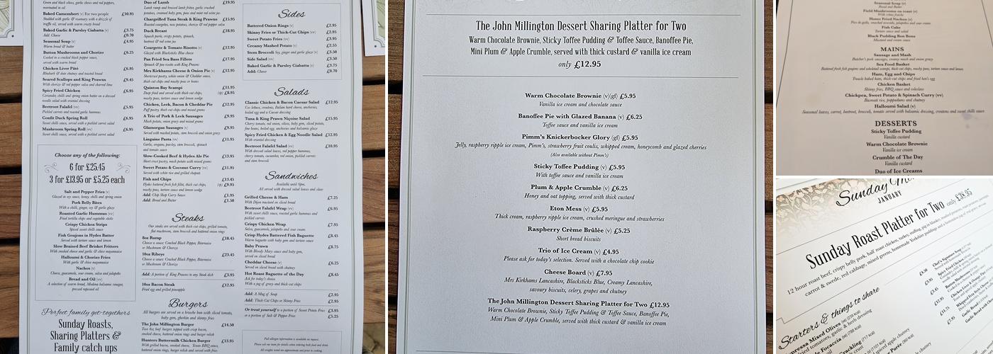 The John Millington Menu