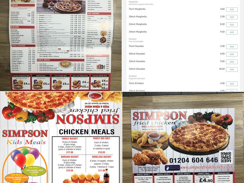 Simpson Fried Chicken Farnworth Menu