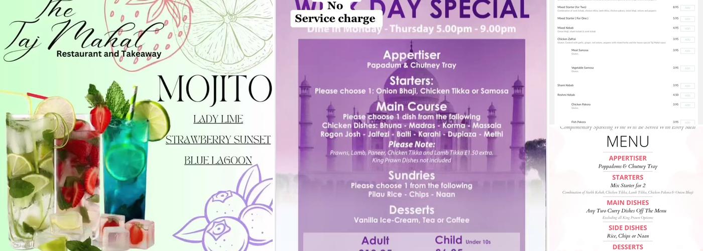 Taj Mahal Menu