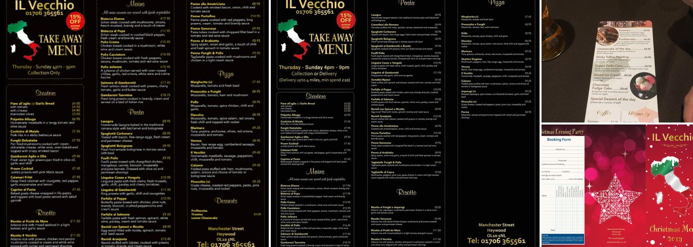 Il Vecchio Ltd Menu
