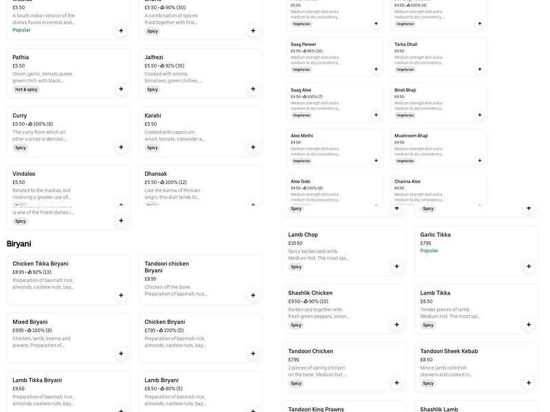 Viceroy Indian - Hyde Menu