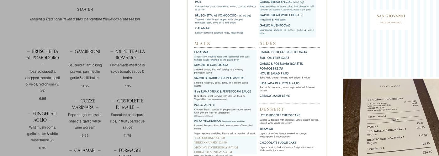 San Giovanni Menu