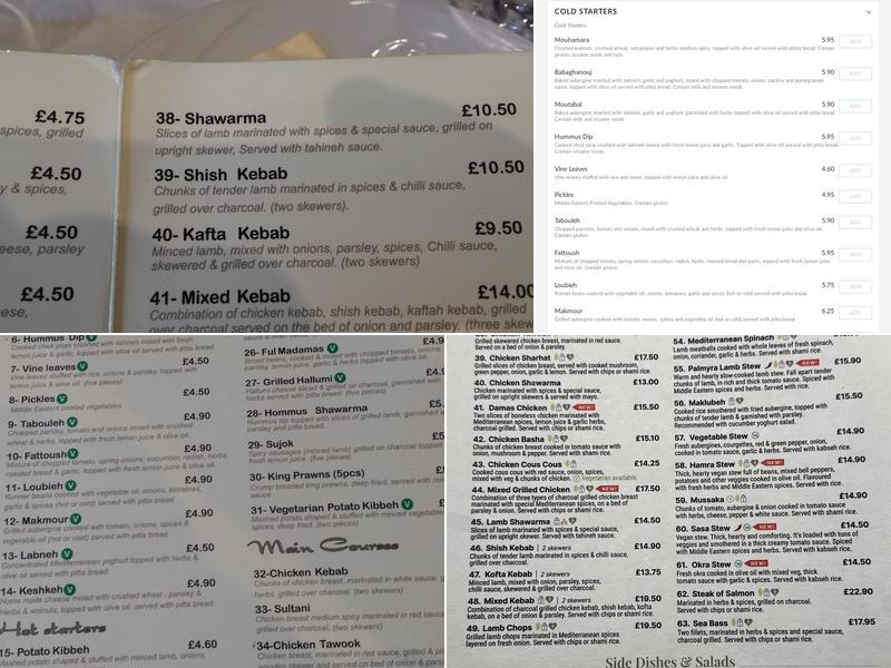 Yara Restaurant Menu