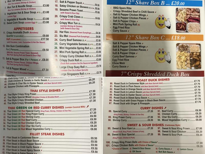 Wok's Cooking Menu