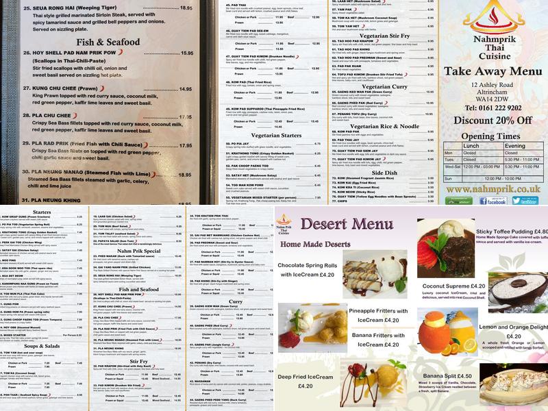 Nahm Prik Thai Cuisine Menu