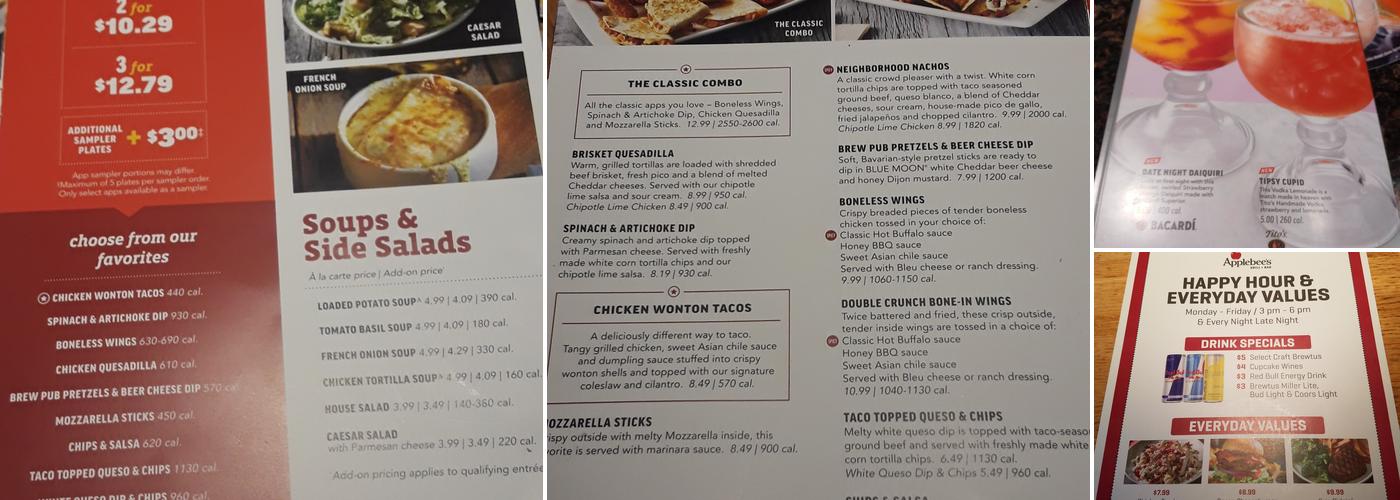 Applebee's Grill + Bar Menu