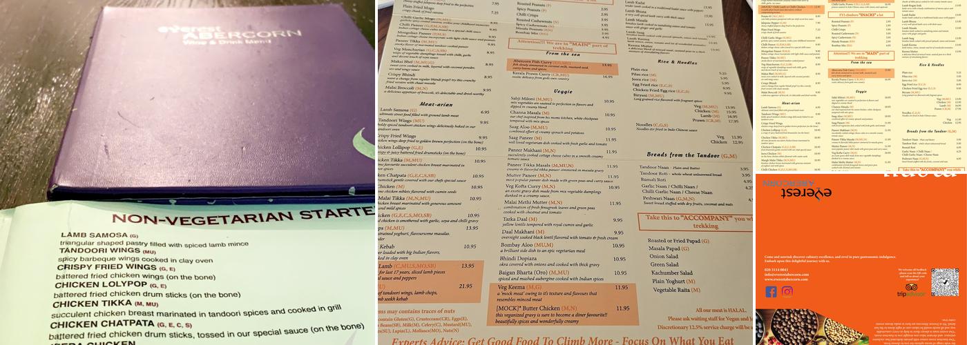 Everest Abercorn Menu