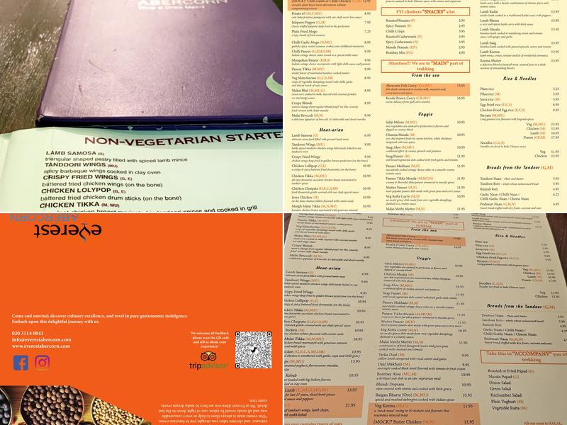 Everest Abercorn Menu