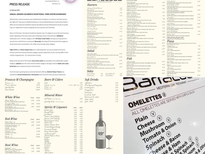 Barracuda Stanmore Menu