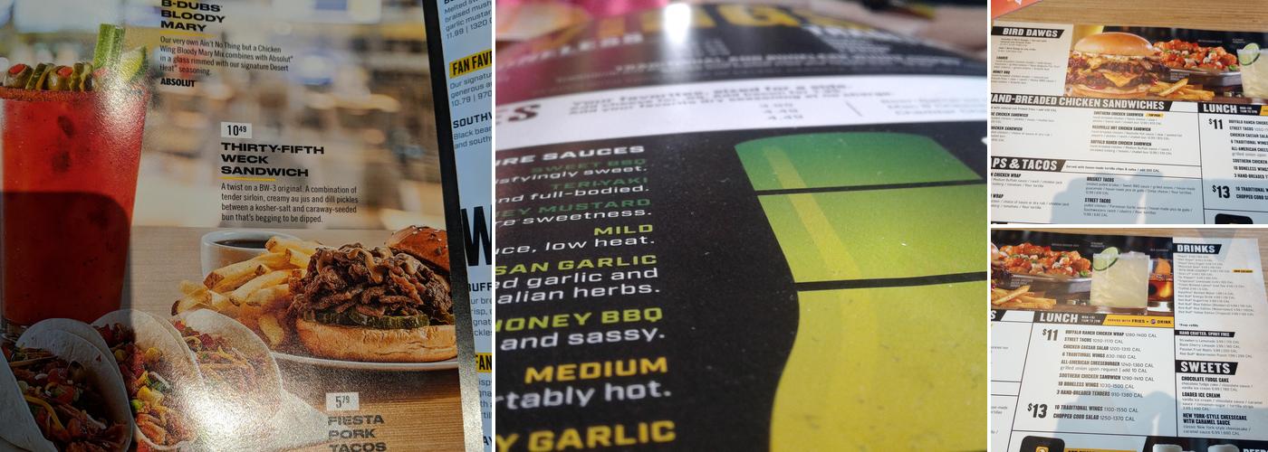 Buffalo Wild Wings Menu