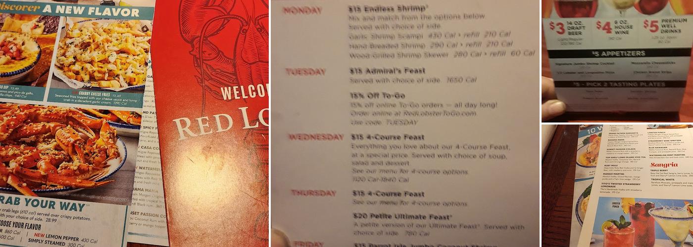 Red Lobster Menu