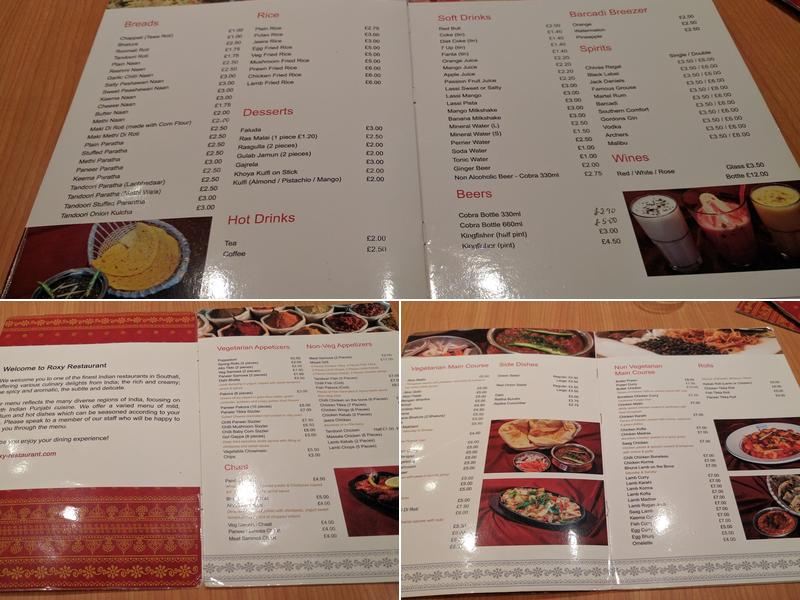 Roxy New Asian Tandoori Centre Menu
