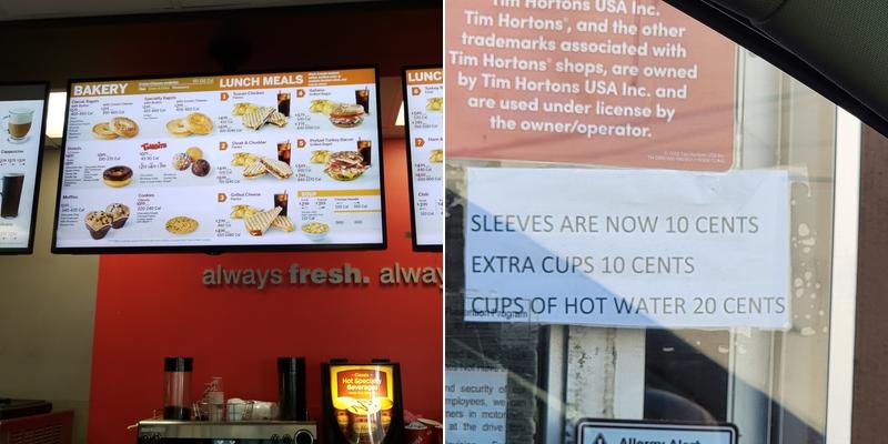 Tim Hortons Menu