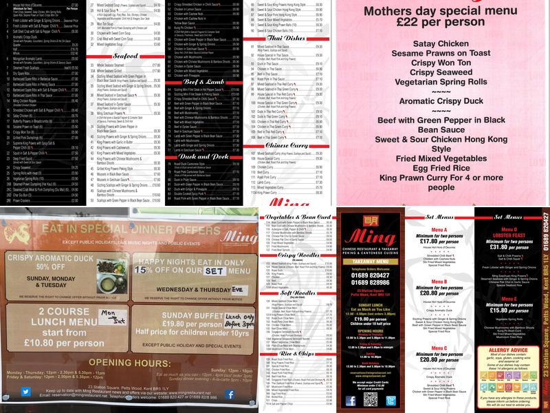Ming Chinese Restaurant Menu