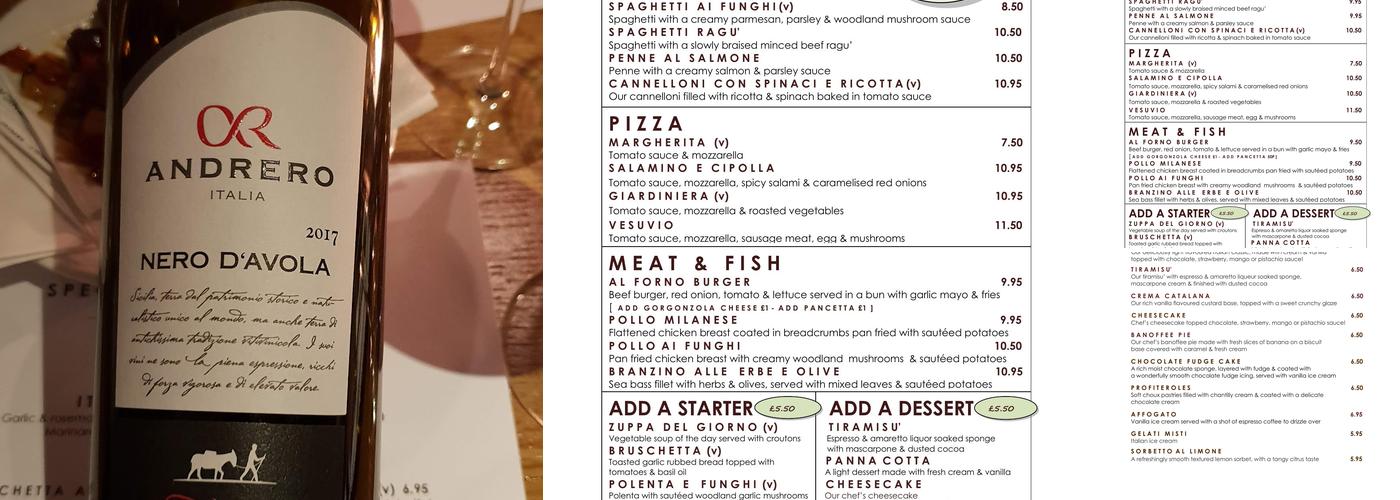 Al Forno Menu