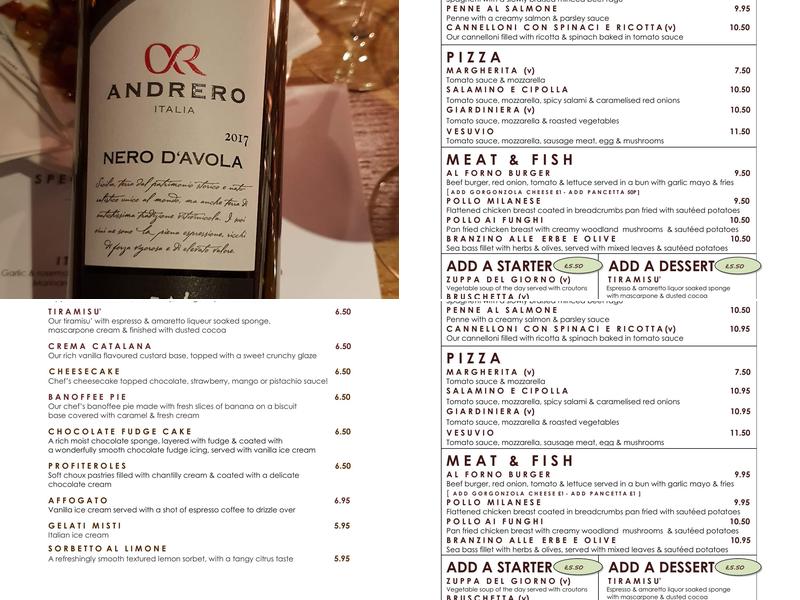 Al Forno Menu