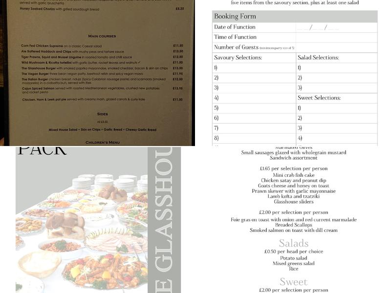 The Glasshouse Menu