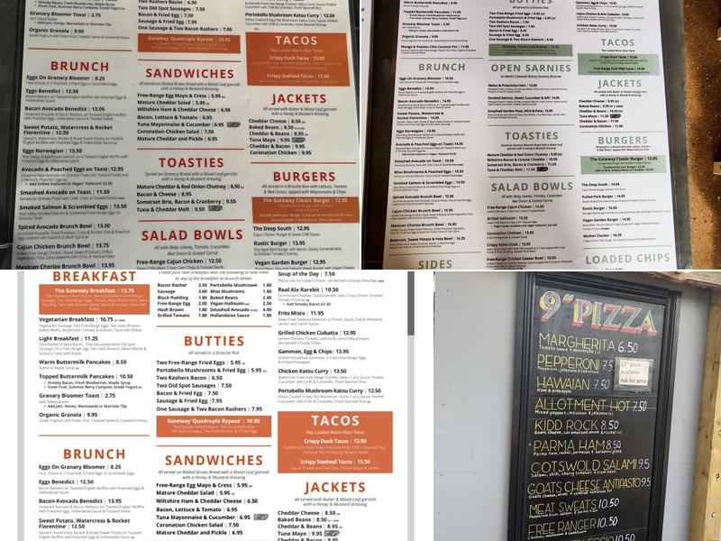 The Gateway Cafe Menu