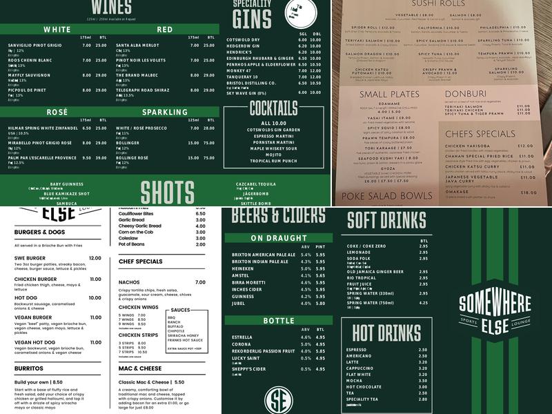 Somewhere Else Menu