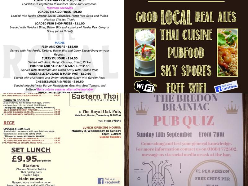 The Royal Oak Pub Menu