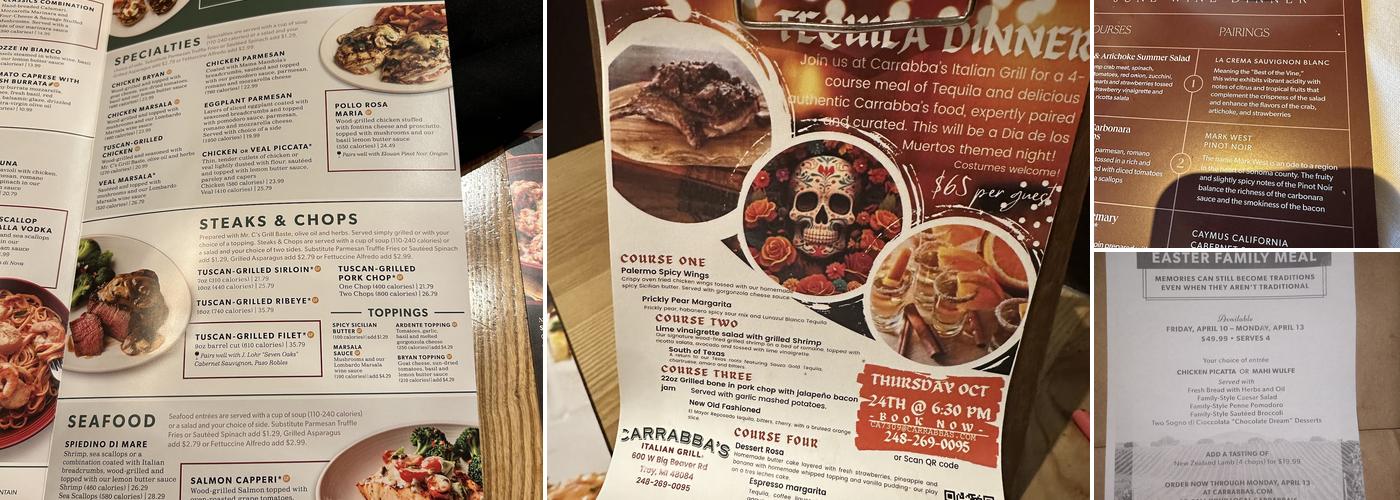 Carrabba's Italian Grill Menu