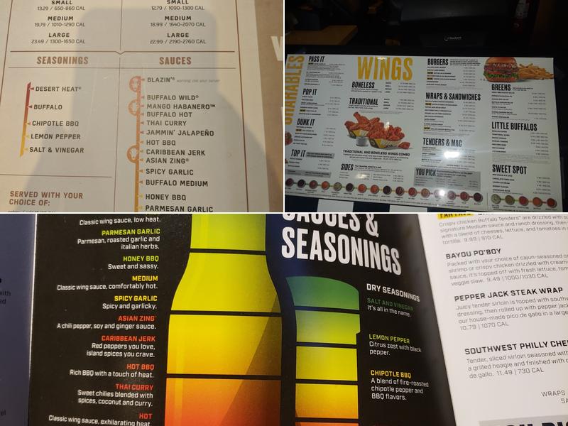 Buffalo Wild Wings Menu