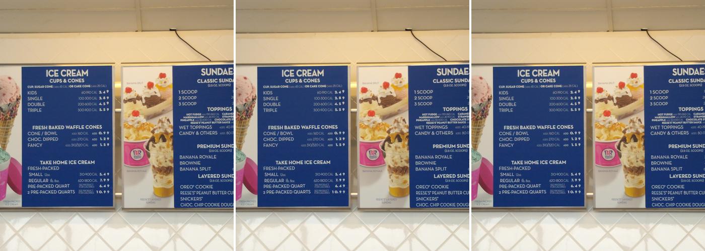 Baskin-Robbins Menu