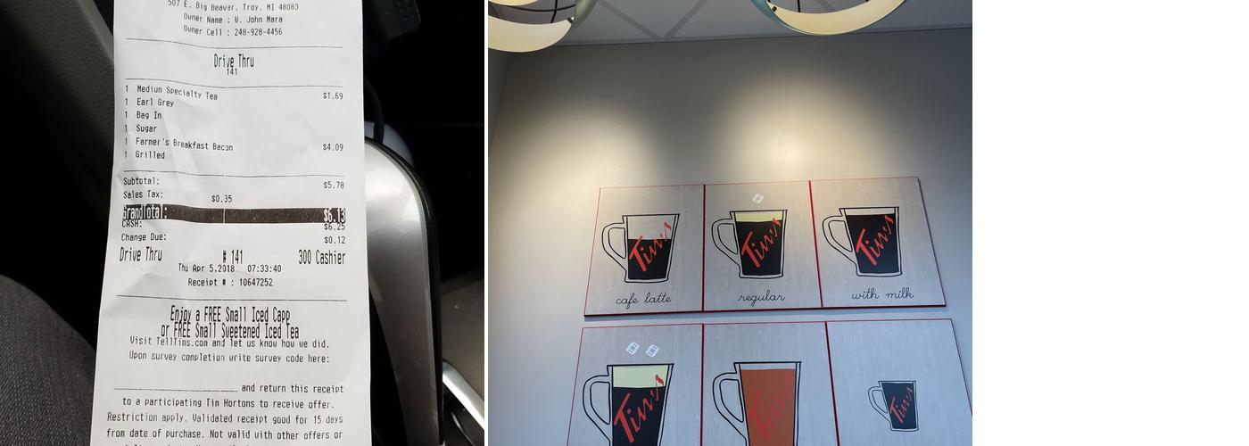 Tim Hortons Menu