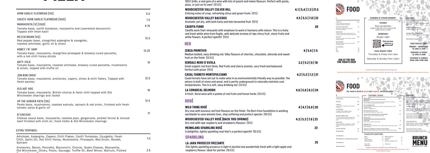 Stroud Brewery & Taproom Menu