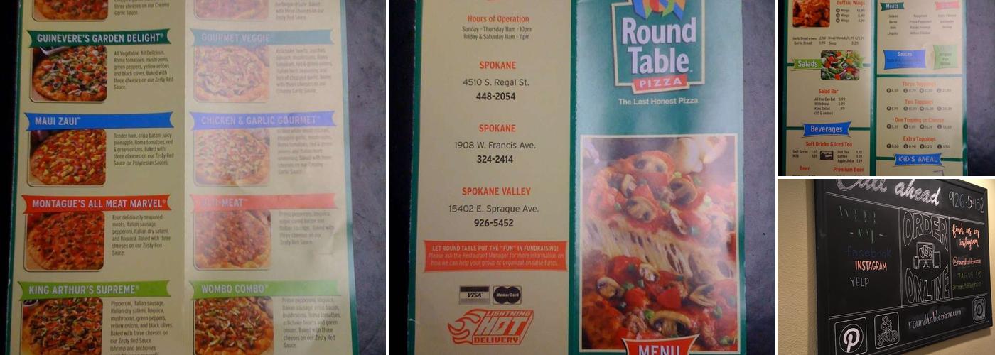 Round Table Pizza Menu