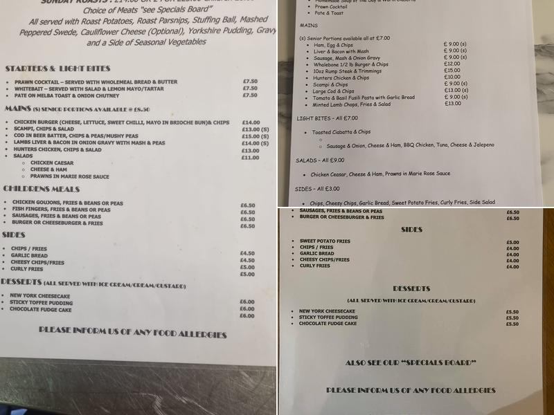 Scrimshaw's Restaurant Menu