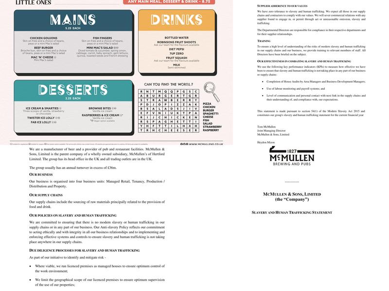 Queenâ€™s Head Menu