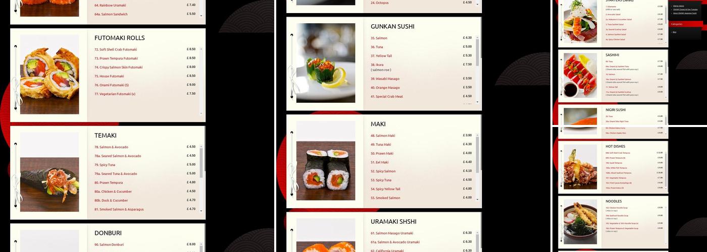 Onami Sushi Menu
