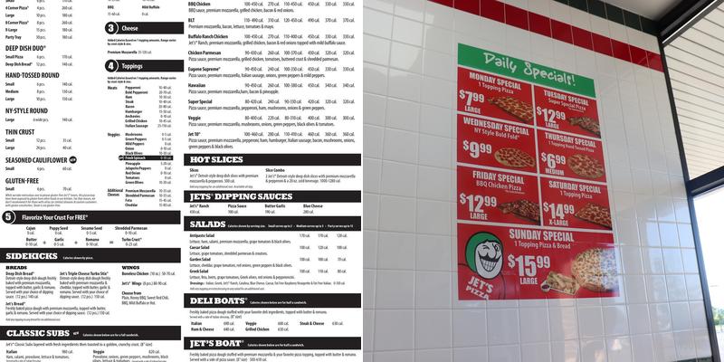 Jet's Pizza Menu