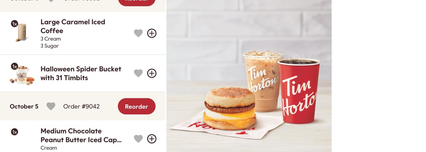 Tim Hortons Menu