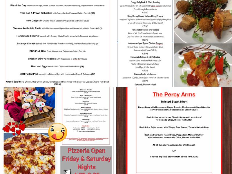 The Percy Arms Menu