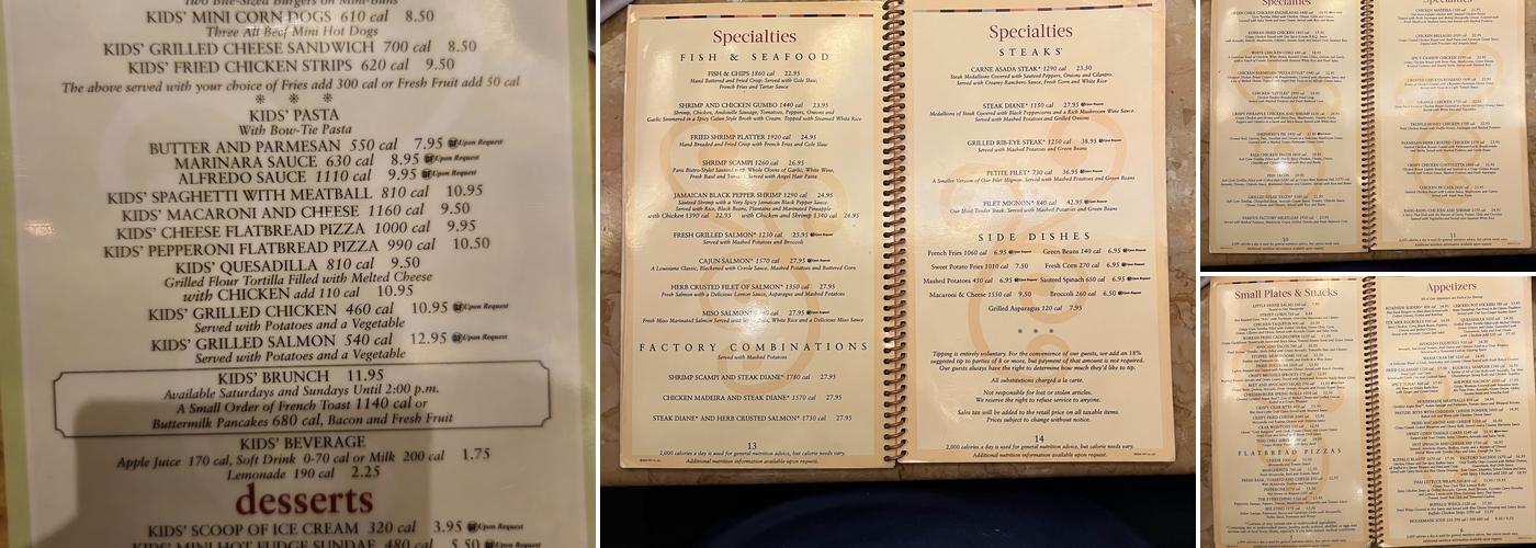 The Cheesecake Factory Menu