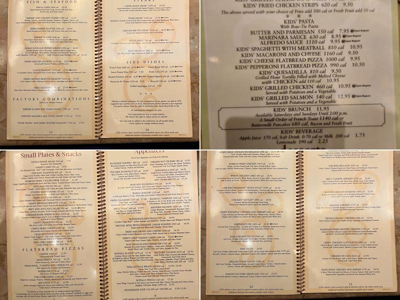 The Cheesecake Factory Menu