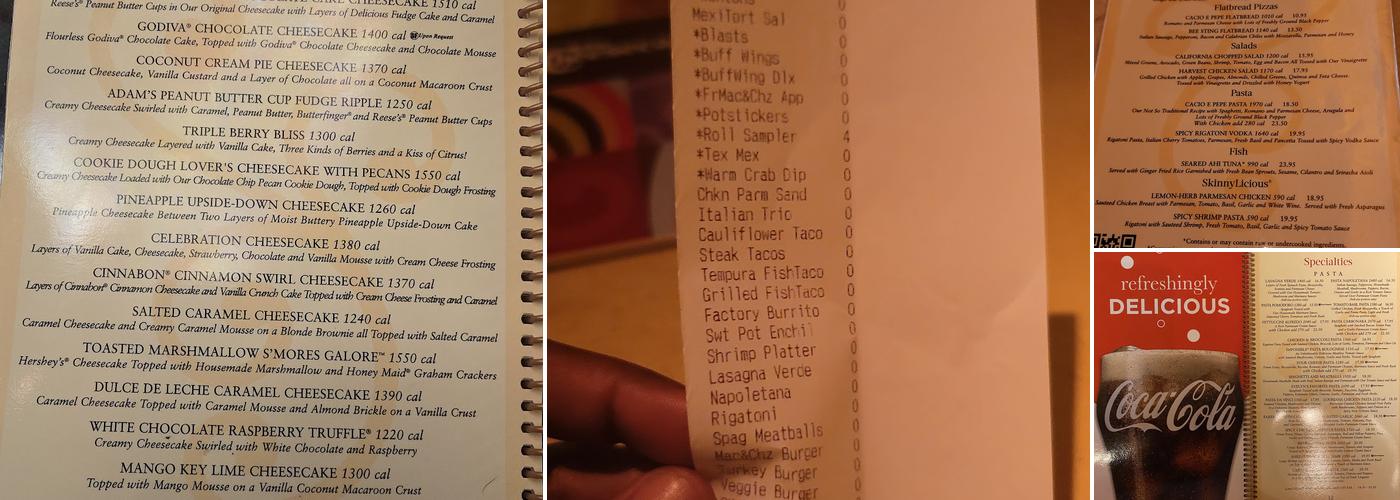 The Cheesecake Factory Menu