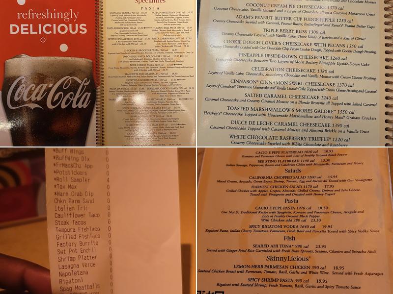 The Cheesecake Factory Menu