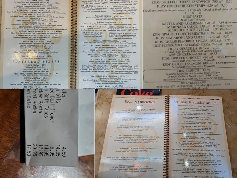 The Cheesecake Factory Menu