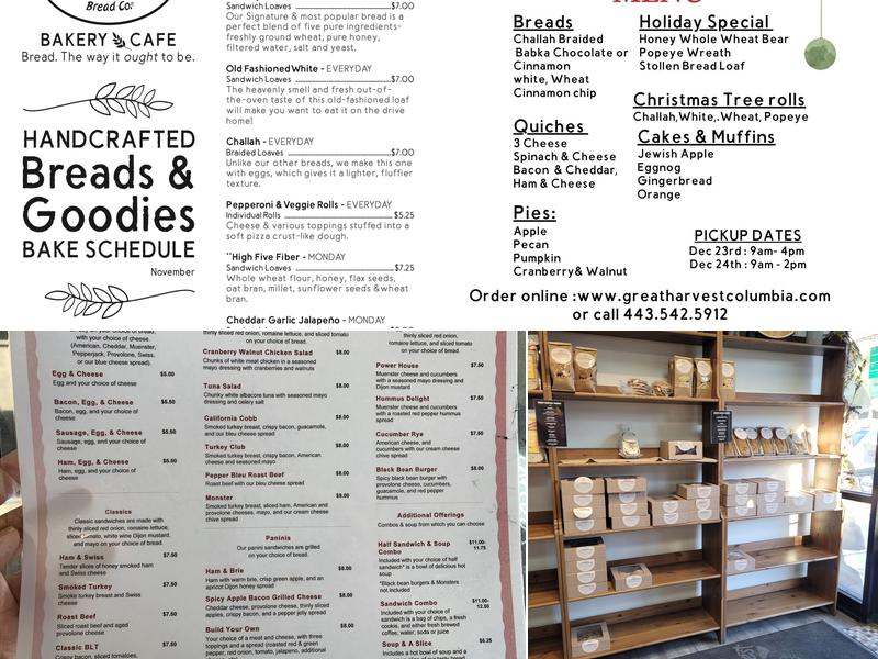 Great Harvest Bread Company Menu