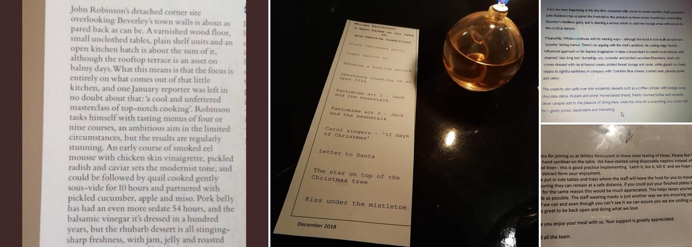 Whites Restaurant Menu