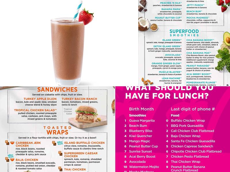 Tropical Smoothie Cafe Menu