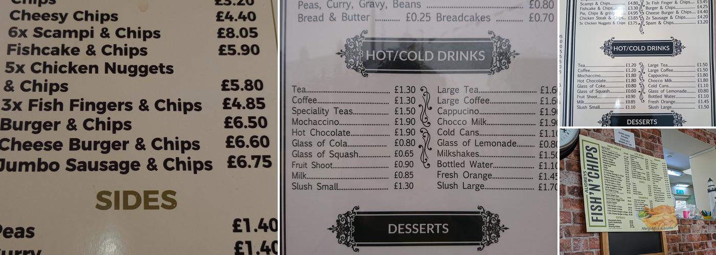Audrey's Fish & Chips Menu
