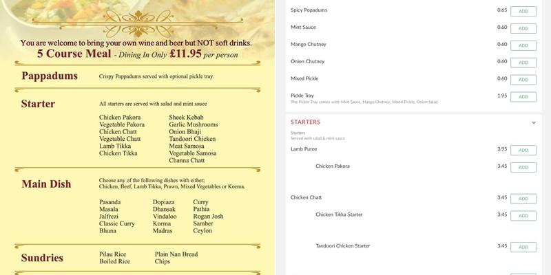 Joypur Restaurant Menu