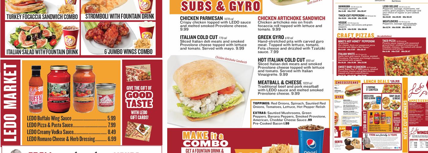 Ledo Pizza Hunt Valley, MD Menu